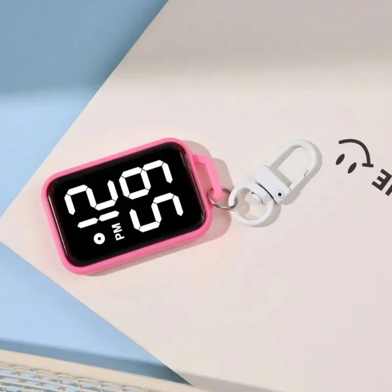 LED Keychain Pocket Watch Digital Display Electronic Timepiece for Kids & Students