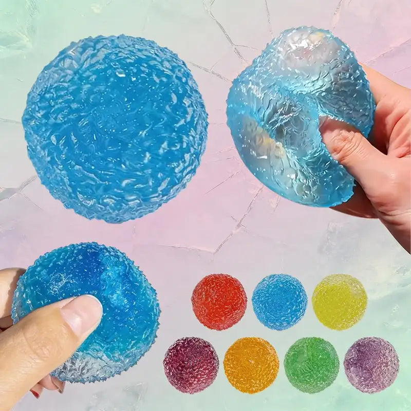 Sensory Stress Reliever Slushie Squeeze Ball with Crackling Noise - Reusable Moldable Fidget Toy for All Ages