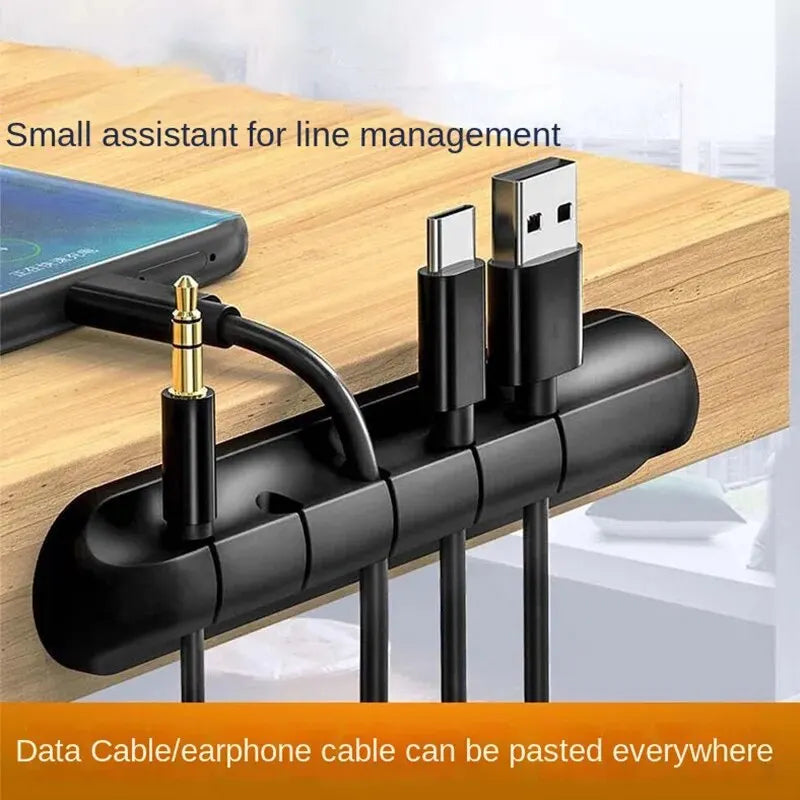 Cable Organizer Silicone Desktop Cable Management Holder for Power, Data & Charging Cables
