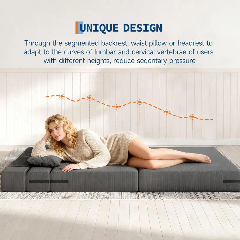 4-in-1 Folding Sofa Bed Convertible Sleeper Couch with Pillow - Space-Saving Loveseat & Chair