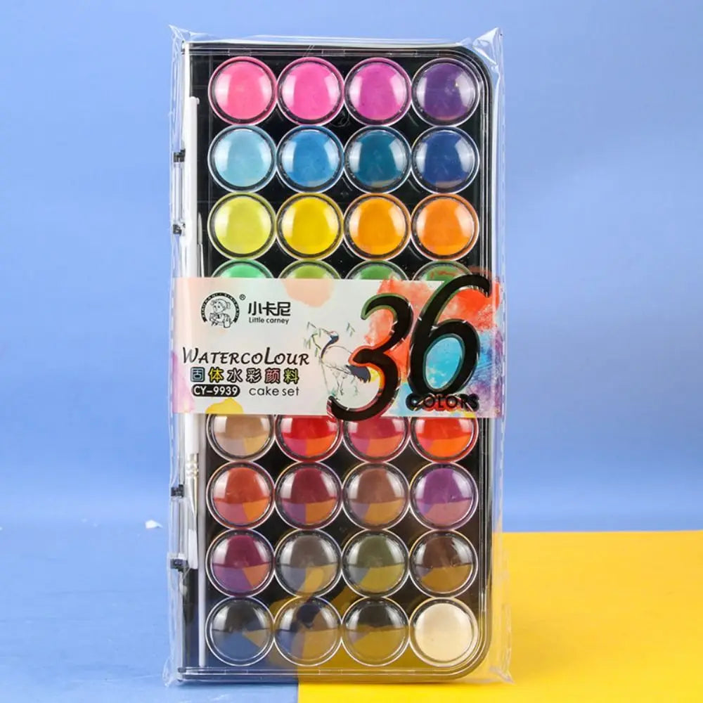 Multi-Color Watercolor Paint Set with Metallic Glitter in Plastic Box - 12/18/24/36 Colors