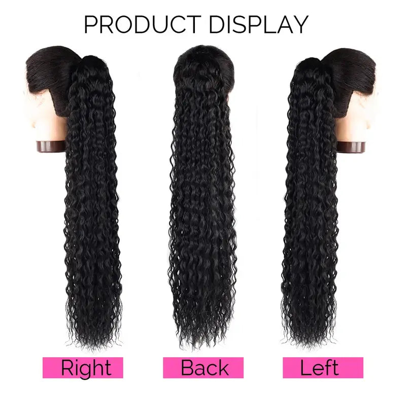Long Curly Synthetic Ponytail Hair Extension 24 Inch Clip-In Heat-Resistant Hairpiece