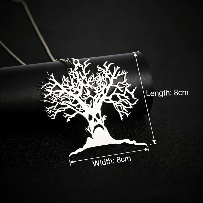 Scary Tree Necklace Gothic Pendant Chain Halloween Jewelry for Men & Women