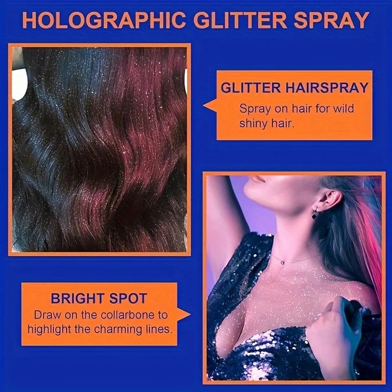 100ml High Gloss Glitter Spray for Body Hair and Clothes - Shimmering Finish
