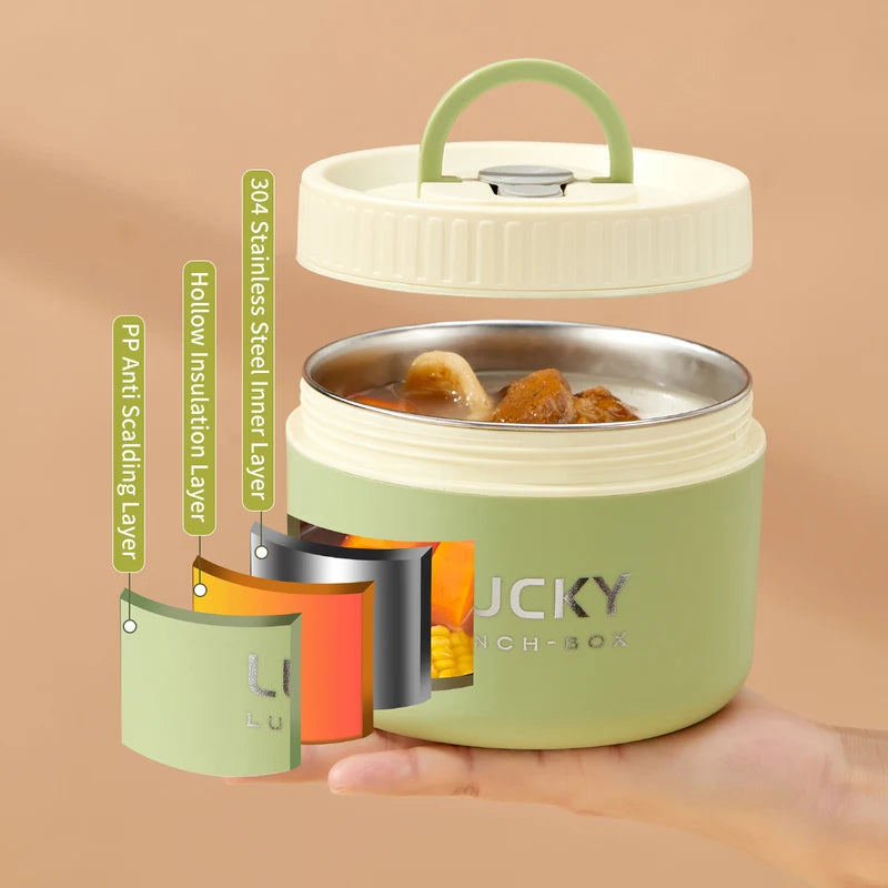 Insulated Stainless Steel Lunch Box for Kids - Microwave Safe, Stackable Food Container