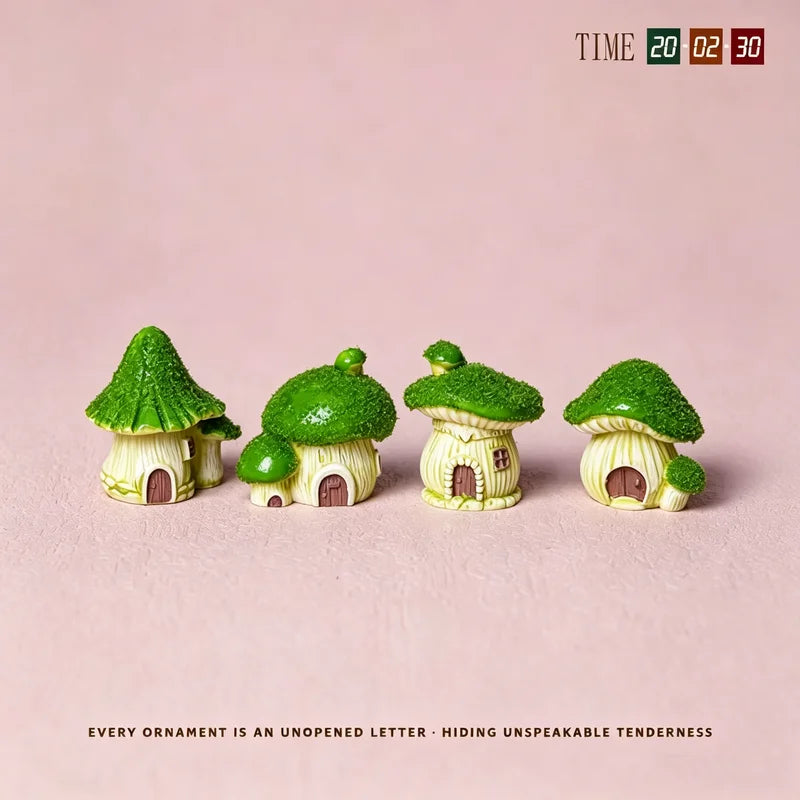 Miniature Mushroom House Garden Ornaments - Cute Landscape Moss Decor, Desktop Bonsai Accessories