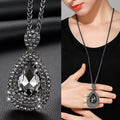 Women’s Crystal Statement Necklace with Black Chain - Maxi Pendant Jewelry 2024