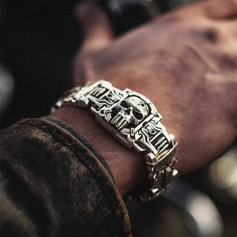 Vintage Skull Bracelet for Men Punk Hip Hop Motorcycle Jewelry Gift