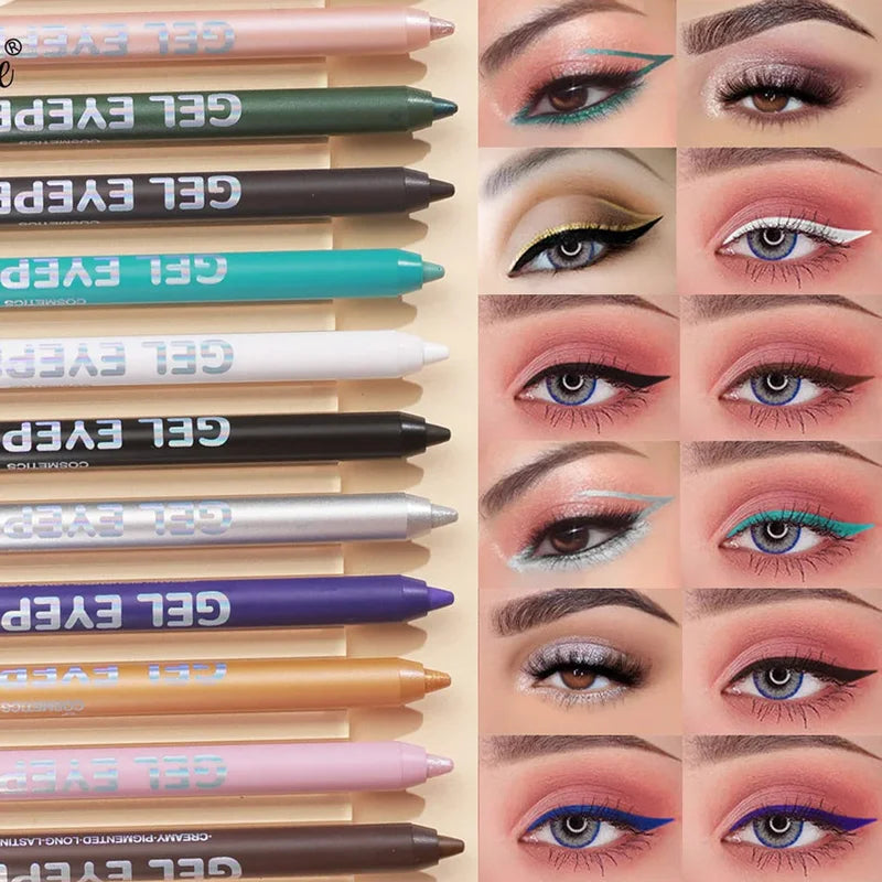 Waterproof Pearlescent Eyeliner Pencil Set - Matte, Long-Lasting, Multiple Colors