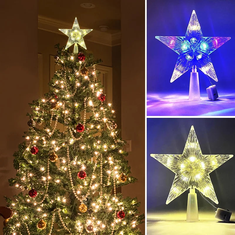 15cm LED Christmas Tree Top Star Light - Glowing Xmas Tree Decoration