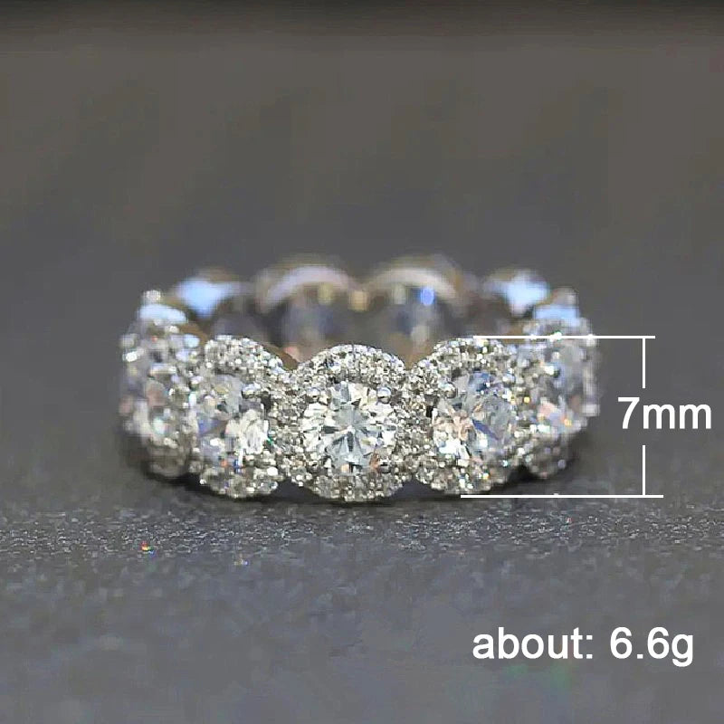 Sparkling Cubic Zirconia Promise Rings for Women Wedding Engagement Bands Silver