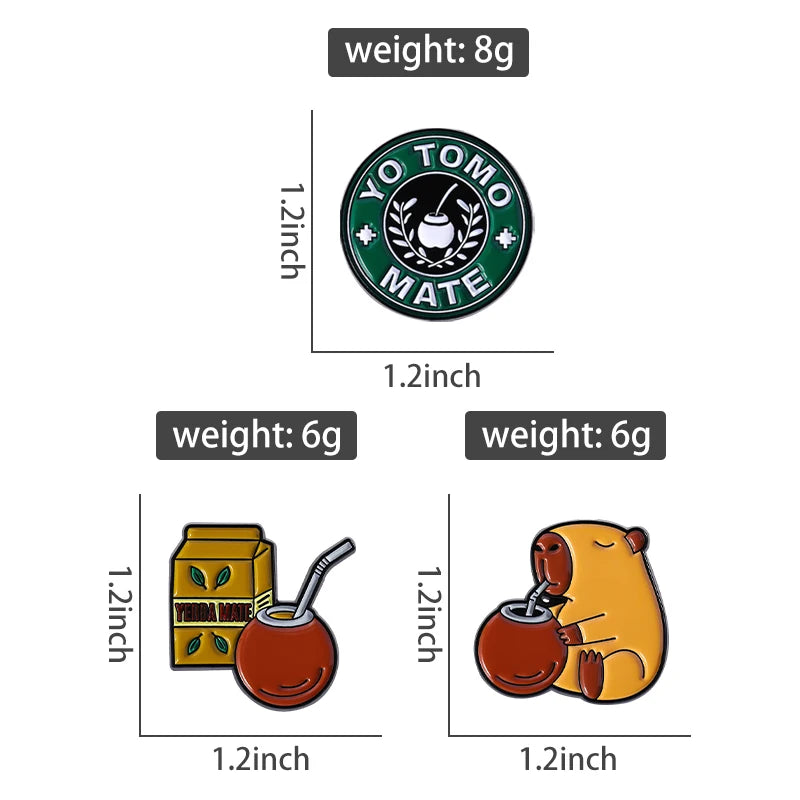 Cute Capybara Drinking Yerba Mate Enamel Pin - Custom Lapel Badge Jewelry Gift