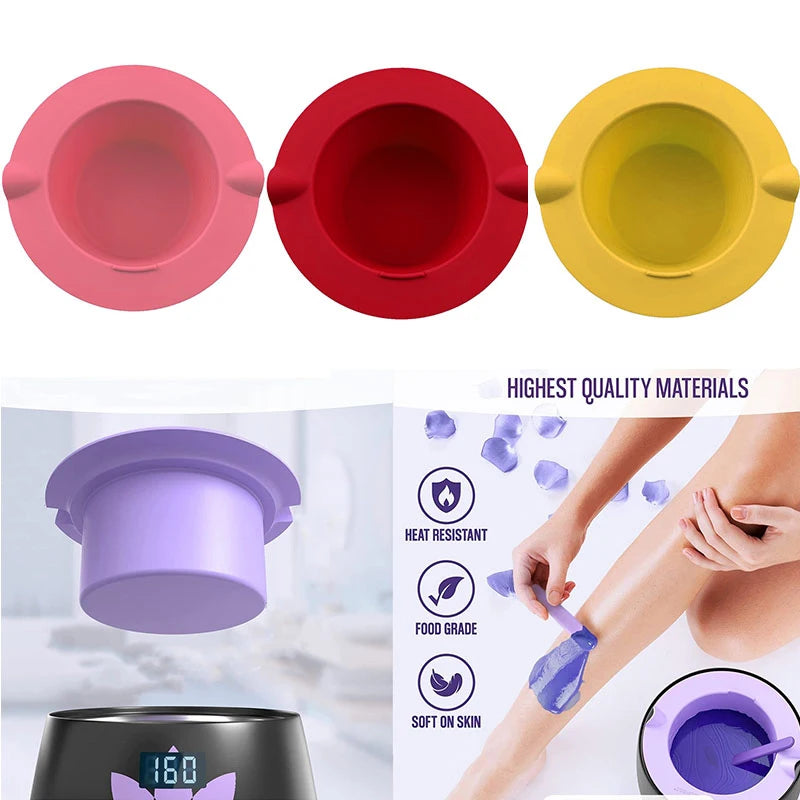 Silicone Wax Warmer Bowls for Hair Removal - Reusable Heat-Resistant Pot Set