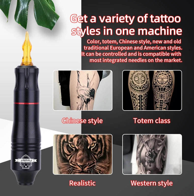 Wireless Rotary Tattoo Kit with 10 Cartridges - Portable Permanent Makeup Set