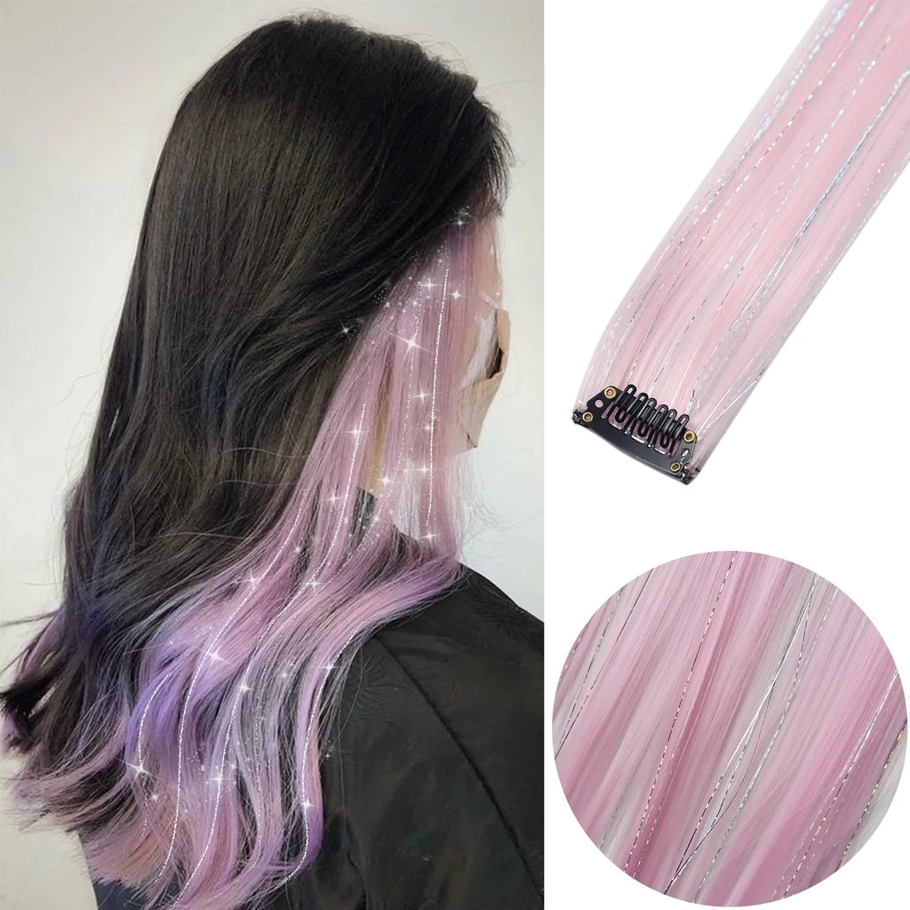 Colorful Clip-In Hair Extensions 6-Pack - 22 Inch Synthetic Highlights