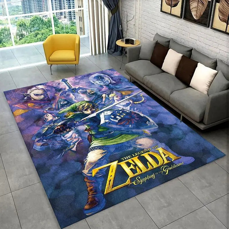Non-Slip Cartoon Game Rug for Living Room Bedroom Playroom - Soft Floor Mat