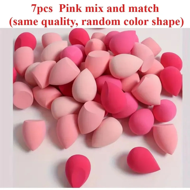 Makeup Sponge Set 4/7/18 Pieces for Liquid Powder BB Cream Application - Dual-Use Egg Makeup Tools