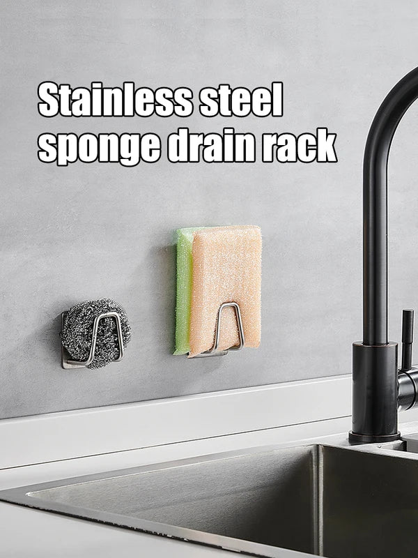 Stainless Steel Sink Sponge Holder Rack Waterproof Rust-Resistant Organizer