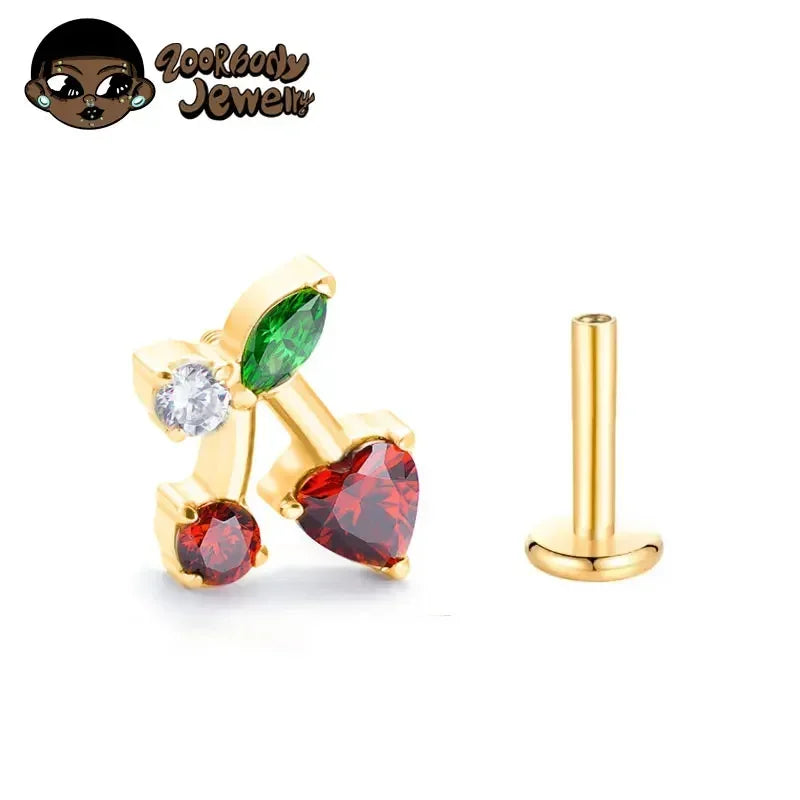 Titanium Lab Piercing Earrings Heart CZ 16G 18G Labret Ear Helix Body Jewelry