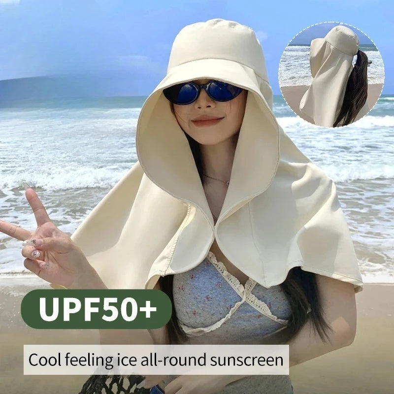 Sun Hat with Neck Cover - Wide Brim UV Protection Outdoor Hat for Fishing Hiking Beach
