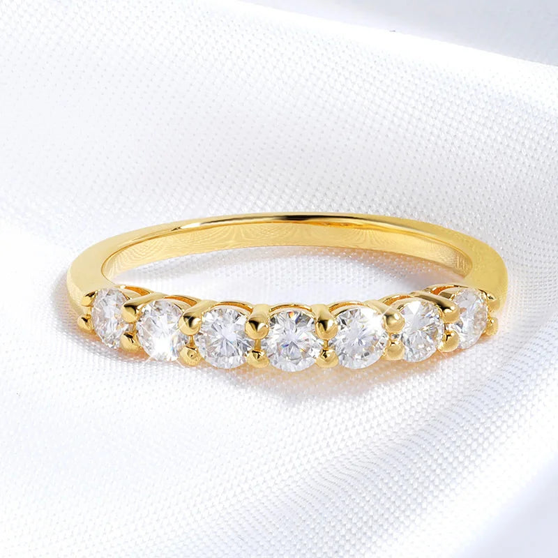 Moissanite Engagement Ring 0.7CT 3mm Silver Wedding Band for Women