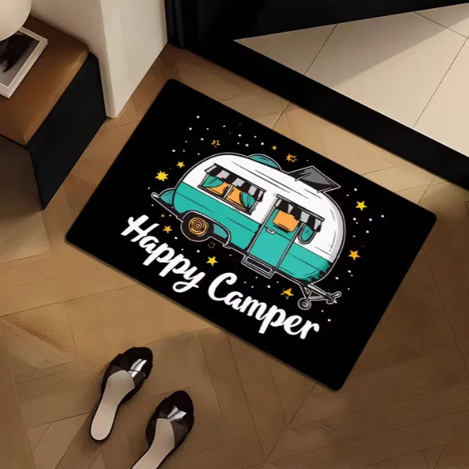 Outdoor Welcome Door Mat - Retro Camping Car Pine Tree Design for Indoor & Outdoor Use