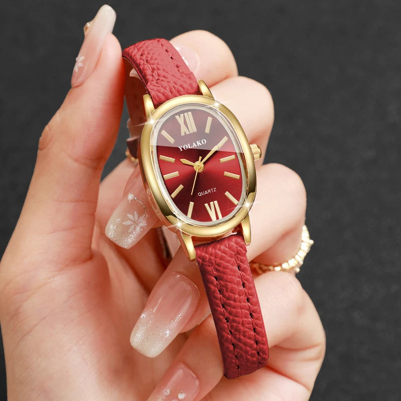 Elegant Women Quartz Watch with Ultra-Thin Leather Strap - Multiple Colors