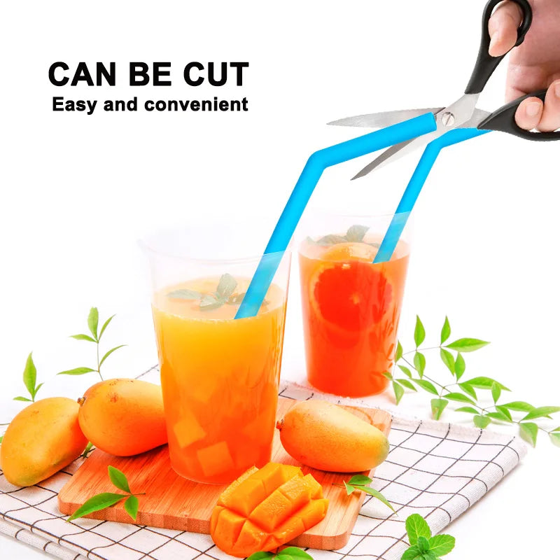 Reusable Food-Grade Silicone Drinking Straws - Foldable & Flexible, Eco-Friendly, Includes Cleaning Brush