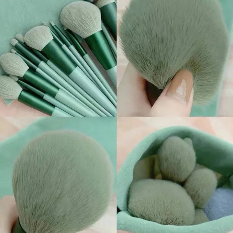 13-Piece Soft Fluffy Makeup Brush Set for Face & Eye Cosmetics - Multiple Handle Colors