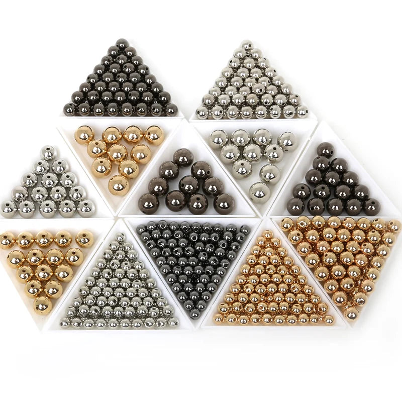 Assorted Round Bead Spacer Set for Jewelry Making - Gold & Silver Finish