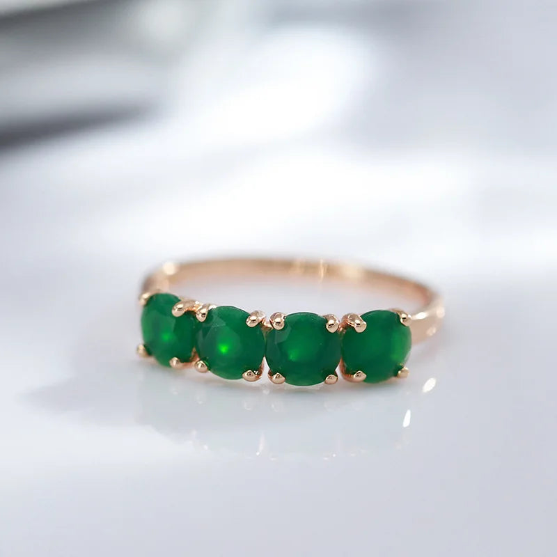18K Rose Gold Emerald Ring for Women - Fine Jewelry Gift Box Included
