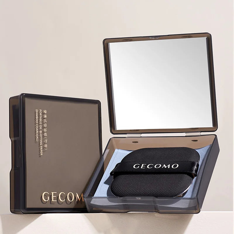 Oil Control Blotting Sheets with Case & Powder Puff - Bamboo Charcoal Face Sheets for Oily Skin