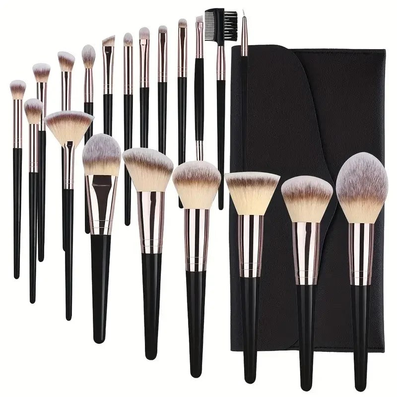Professional Makeup Brush Set with Hypoallergenic Nylon & Soft Fluffy Bristles