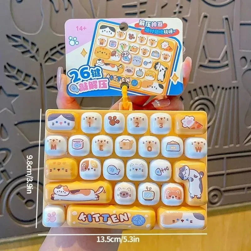 26-Key Cap Keyboard Keychain Fidget Stress Button Bag Charm Gift - Multiple Colors