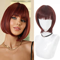 Short Straight Bob Wig for Women Synthetic Hair with Fringe - High Temp Silk Style