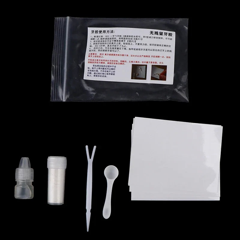 Halloween Fake Teeth Denture Glue Set - Vampire Costume Repair Kit