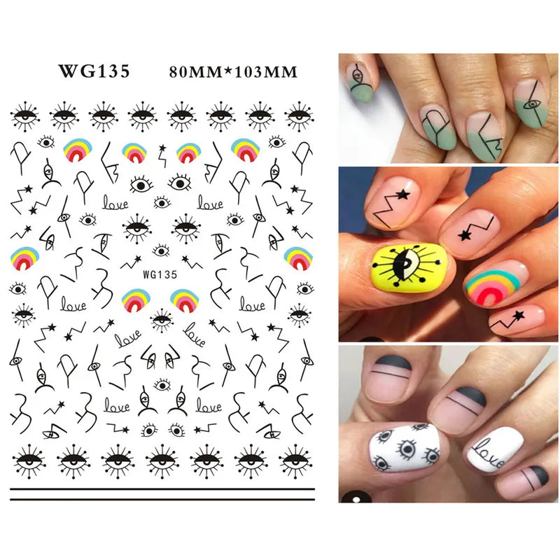 Evil Eye Nail Stickers Set for Nail Art 3D Design Self-Adhesive Manicure Decals