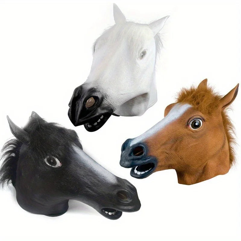Horse Head Mask Cosplay Costume Party Funny Headgear Vinyl