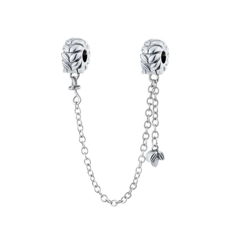 Sterling Silver Charm Beads for Bracelets DIY Jewelry Making Heart Flower CZ Safety Chain Beads