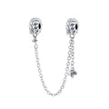 Sterling Silver Charm Beads for Bracelets DIY Jewelry Making Heart Flower CZ Safety Chain Beads