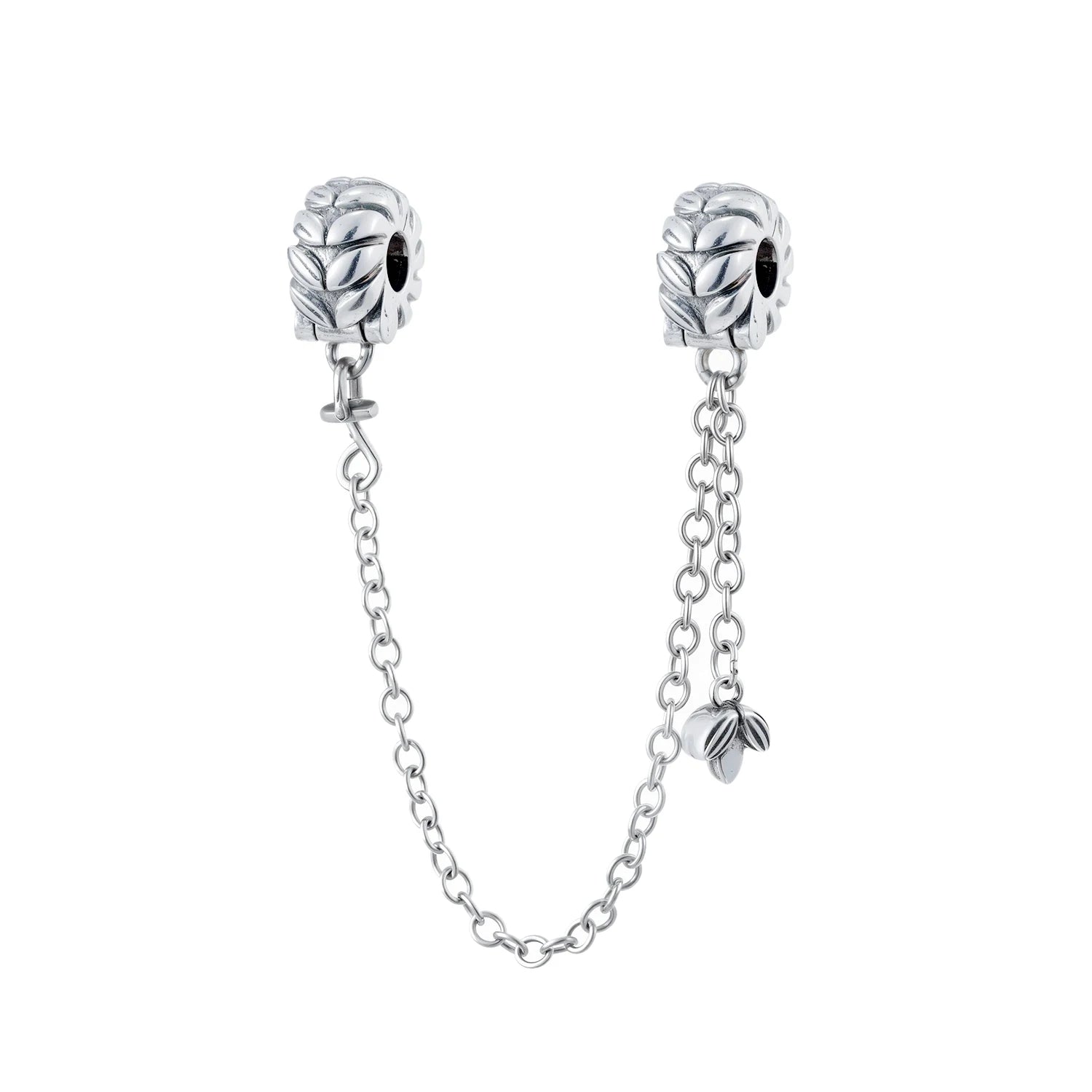 Sterling Silver Charm Beads for Bracelets DIY Jewelry Making Heart Flower CZ Safety Chain Beads