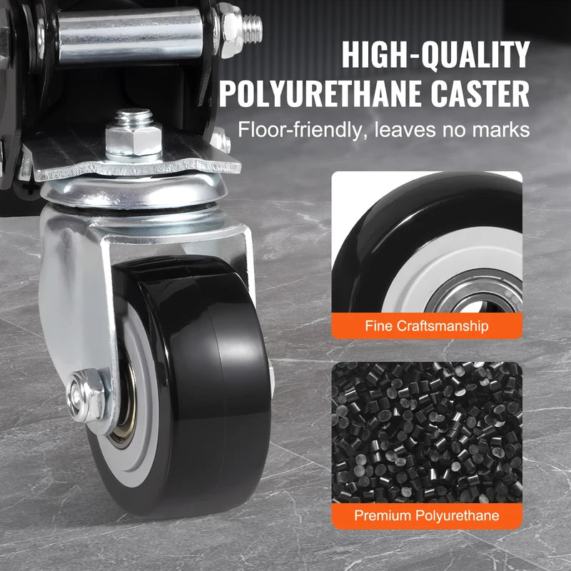Heavy Duty Workbench Caster Wheels Set - 165 lbs, 2.5-inch Swivel, Side Mounted, Retractable, 360° Rotation