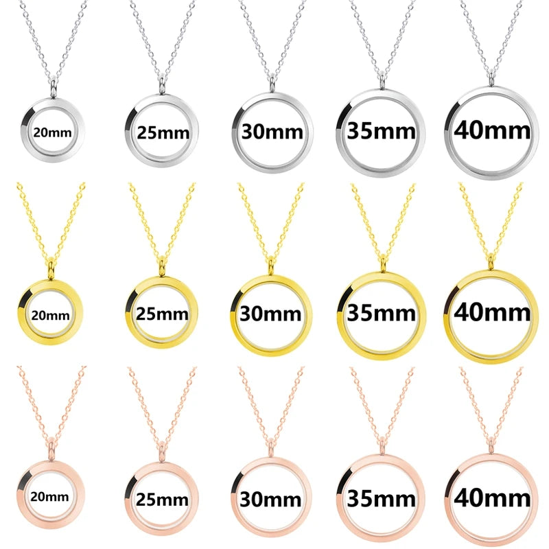 Memory Photo Locket Pendant Necklace with Floating Charm for Jewelry Women Men