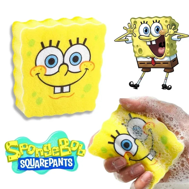 Cute Cartoon SpongeBob Dishwashing Sponge Set - Reusable Kitchen Cleaning Brush