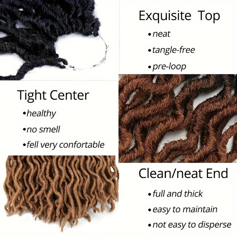 Faux Locs Crochet Hair 12 Strands Gypsy Wavy Dreadlocks 3 Tone Curly Styles