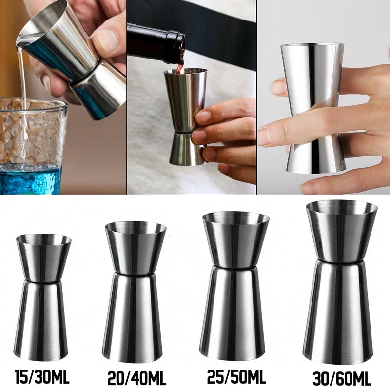Stainless Steel Cocktail Jigger Measuring Cup Bar Shaker Drink Tool Set