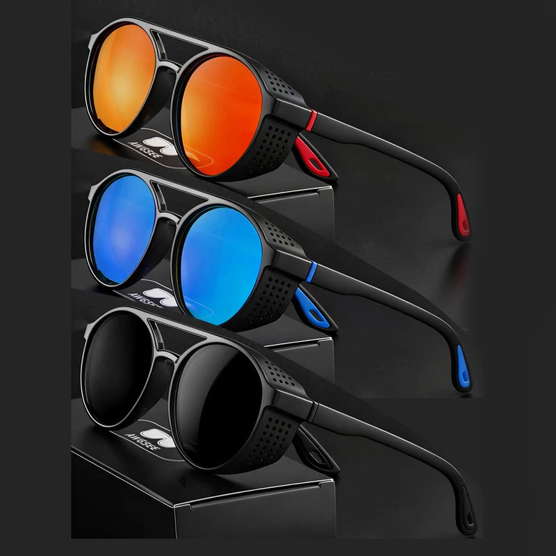 Polarized Steampunk Sunglasses for Men Women - Vintage Sports Sun Glasses