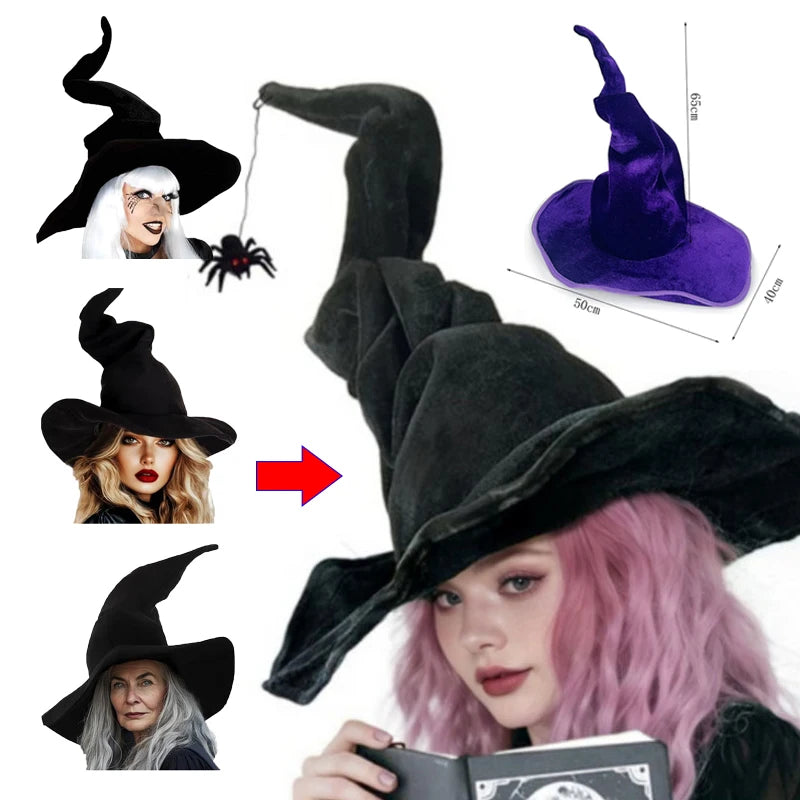 Halloween Felt Witch Twist Hat - Cosplay, Party, Home Decor, Festival Accessory