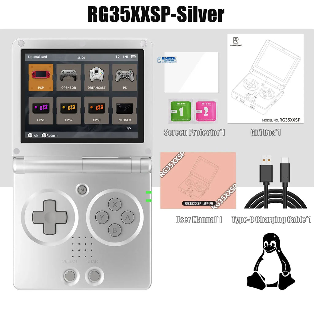Retro Handheld Game Console 3.5-Inch IPS Screen 64GB Storage HD TV Output