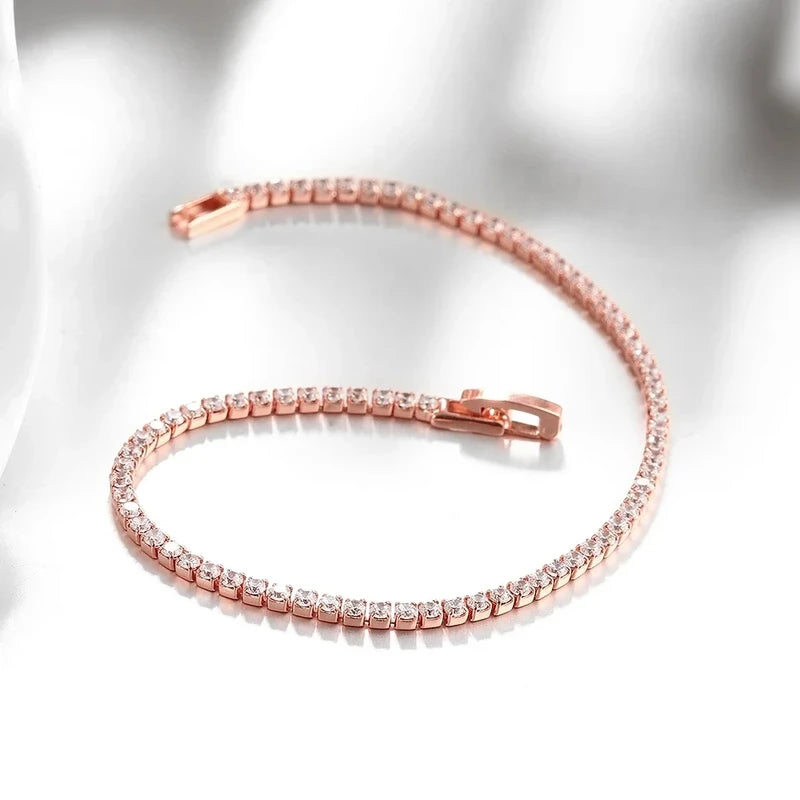 Sterling Silver Tennis Bracelet 16-19cm Zirconia Anniversary Jewelry